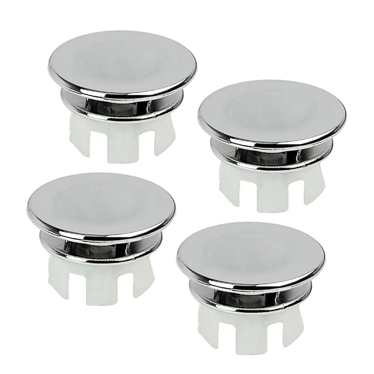 シンクシンクシンクオーバーフローダブルレイヤーソリッドリング排水カバー、キッチンバスルームシンクトリムオーバーフローカバー挿入穴ラウンドキャップ(ABS) 4個パック(3)