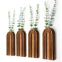 木製壁プランター 屋内壁装飾 植物ホルダー ボーホー 木製 ハンギングプランター 木製花瓶 モダンな農家 リビングルーム ベッドルーム レインボー装飾 (ダーク...