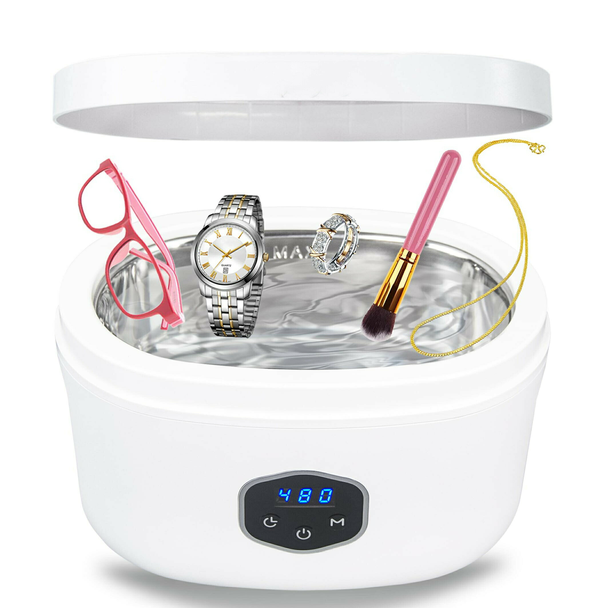 超音波洗浄機 脱気機能 600ml 大容量 40,000Hz 5段階タイマー 自動停止 メガネ洗浄機超音波 軽量眼鏡洗..