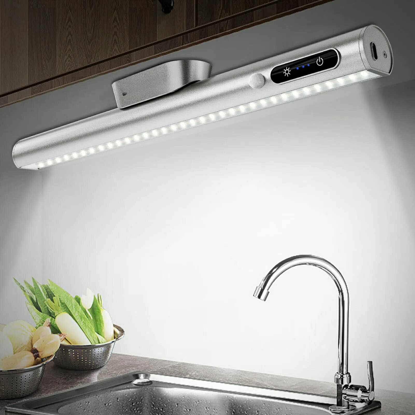 LEDライト 人感センサー 35cm 充電式 4000mAh 大容量 キッチン 三段階調色 無段階調光 取付簡単 両面テープ/磁石付属/ネジ締め付け 自動点灯 省エネ 高感度 高輝度 玄関/寝室/クローゼット