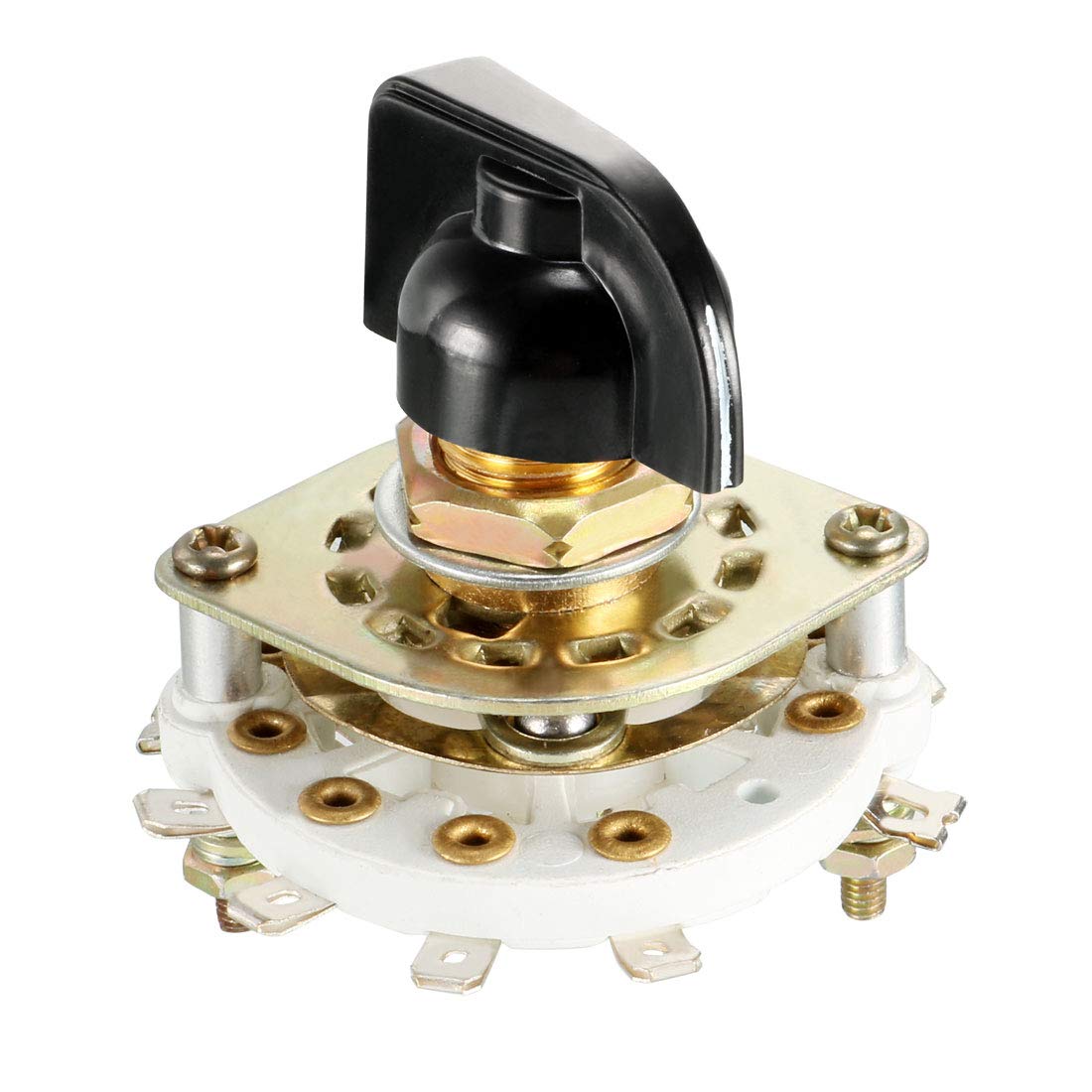 · 製品名：バンドセレクタロータリースイッチ· 2ポール4ポジション、1デッキ· マウント穴径：9.7mm ピン番号：10· 回転シャフト径：6mm ;シャフト長さ：11.7mm· マウントナットとブラックいプラスチックノブが付属しています...