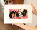 「写真からつくるマイペットフラワー 2匹 壁掛け」母の日 バレンタイン ホワイトデー 花 犬 猫 うさぎ わんプリザーブドフラワー 壁掛け 誕生日 結婚祝い 花...