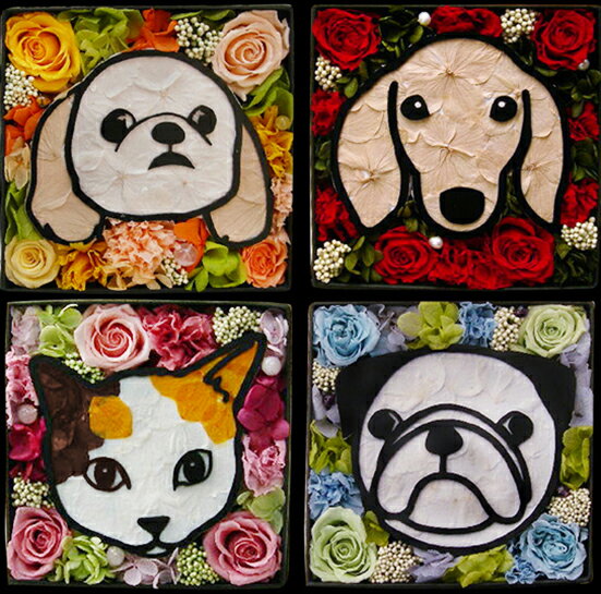 送料無料 プレゼント 犬 猫「アニマルボックス」プリザーブドフラワー 40種から選べる フラワーアレンジメント 枯れない 花 犬 猫 花 母の日 父の日 敬老の日 お祝い 誕生日 プレゼント 仏花 結婚祝い うさぎ好き お供え ペット 似顔絵 メモリアル お悔やみ バレンタイン