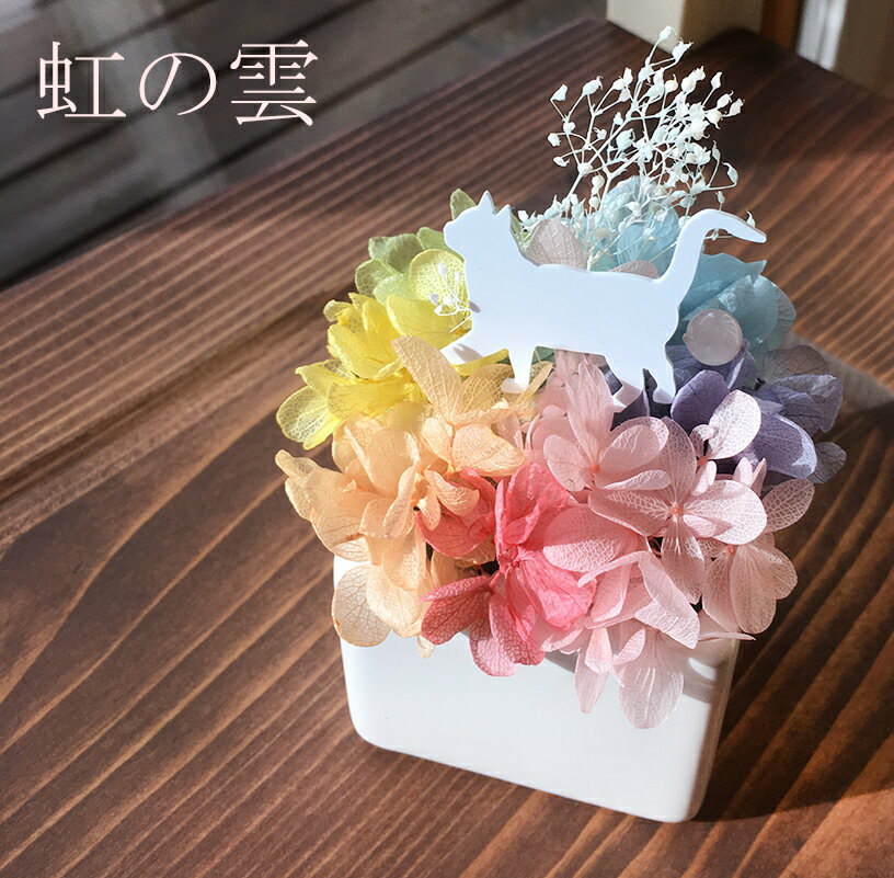 プリザーブドフラワー動物のお花屋 お供え花（ペット用） 「虹の雲 S」 プリザーブドフラワー メモリアル 虹の橋 お供え お供え花 仏花 メモリアルグッズ お悔やみ 供養 動物 ペット ギフト プレゼント 誕生日 お祝い 贈り物 花 レインボーカラー 天然石 枯れないお花 インテリア ブリザーブドフラワー ブリザ プリザ