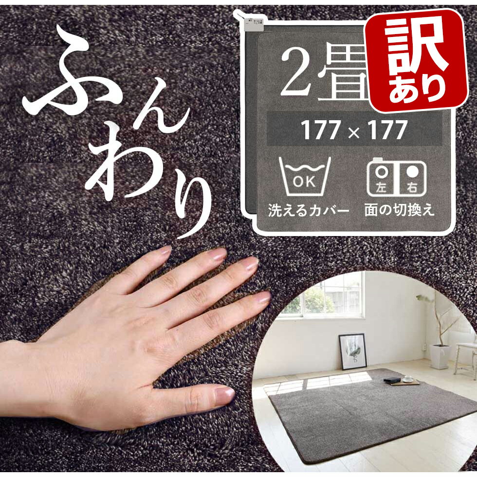 【訳あり・外箱不良】ホットカーペット+カバーセット 2畳 177×177cm コイズミ (KDC-20226） 小泉成器 KOIZUMI 電気カーペット 洗える 自動オフ ダニ 2畳 温かい おしゃれ 冬物 ポリエステル 切り替え 切替え 2面切替 ダニ退治 ○ ●