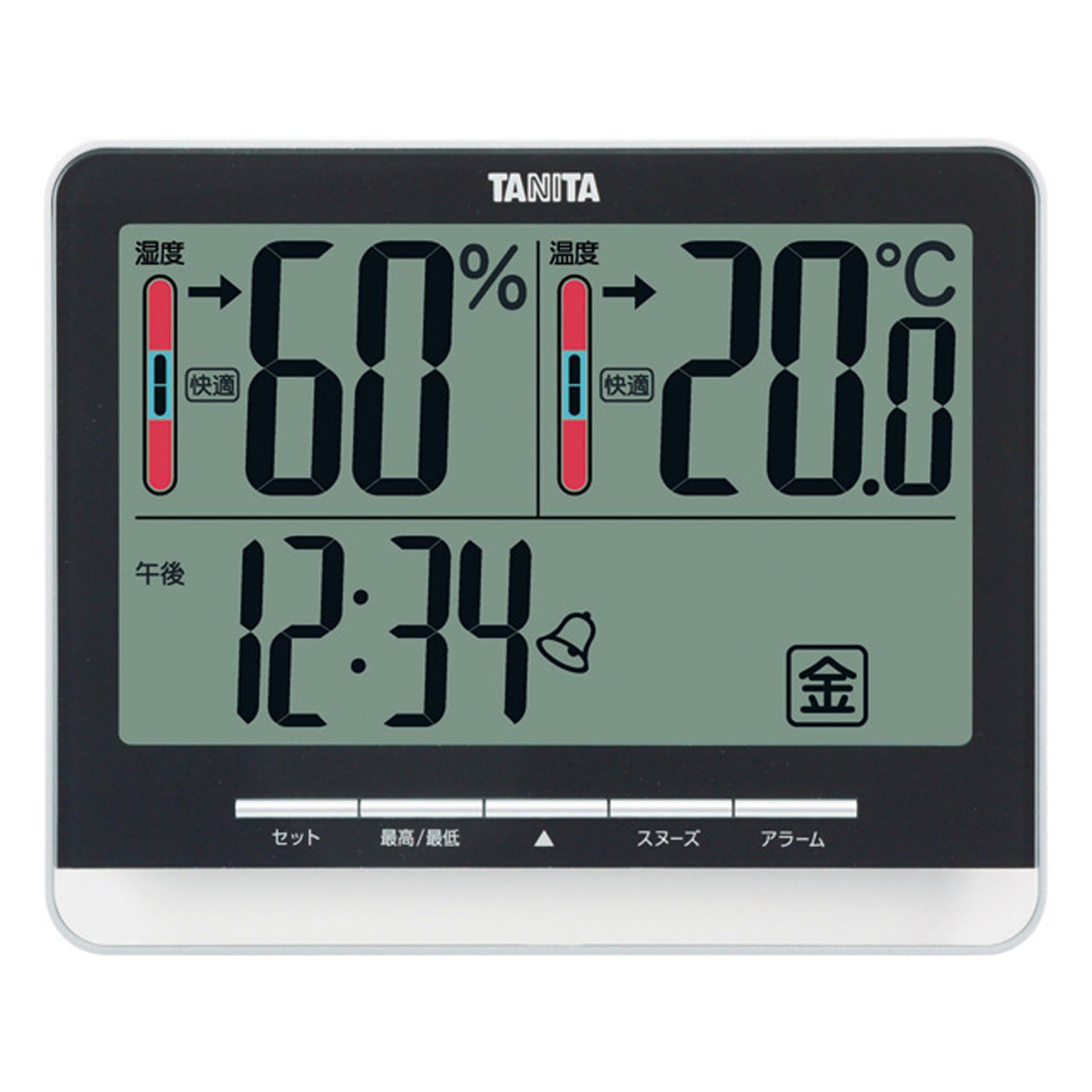 自分にピッタリ家電の「マイピタ」のタニタ デジタル温湿度計 ブラック TT538BK 正規品 TT-538/BK 4904785553804 TT538BK TT538WH｜アングル2