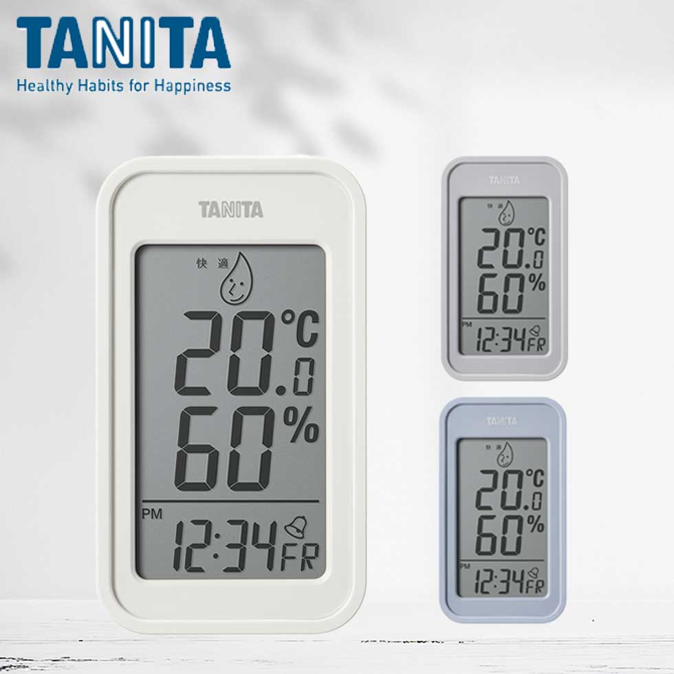 タニタ デジタル温湿度計 TANITA 湿度 気温 時計 アイボリー ブルーグレー ウォームグレー アラーム カレンダー マグネット デジタル 室温系 時計機能 熱中症対策 子ども ペット 観葉植物 かわ…