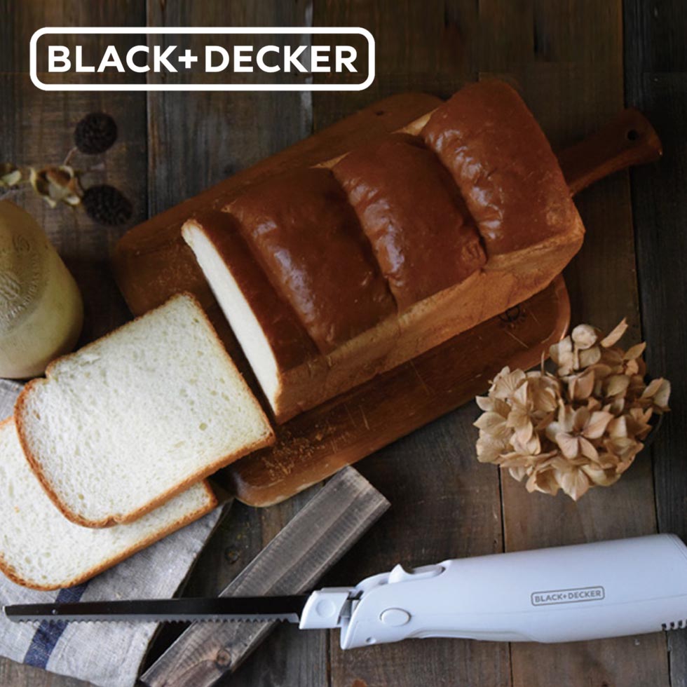 ＼工具メーカーの電動ナイフ／ パン切り包丁 電動パン切り (FEL150W） 送料無料 電動ブレッド 包丁 マルチナイフ 電動包丁 食パン 萌え断 高級 寿司 時短 家電 ケーキナイフ 安全装置 ブラック＆デッカー fel150w パン切り 薄切り 断面 スライス トマトスライス
