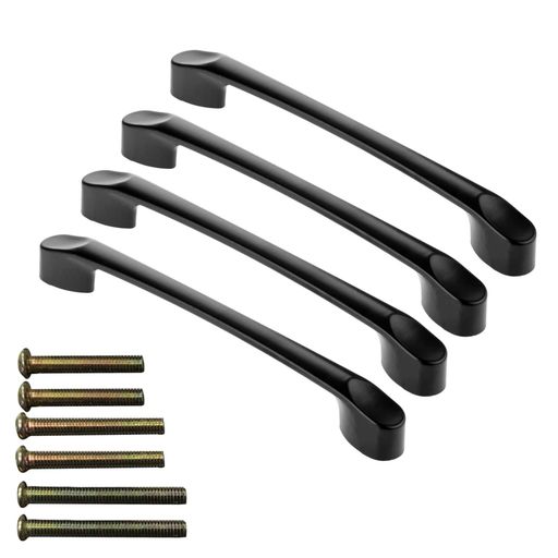【取手のサイズ】ビスピッチ:約12.8cm 全長:約16.7cm 幅:約1.48cm 高さ:約22.9mm 【三つのネジのサイズ】M4x25MMとM4x30MMとM4x35MMの三つサイズのネジがございますので、板厚の異なる家具にご利用いただけます。 【取手仕様】亜鉛合金 カラー:ブラック セット内容:取手x4個+ネジx24個 重量:約104g(1個あたり) 【デザイン】滑らかに磨かれた面取りされた端は、人間工学的なデザインに符合し、より快適な手触りを提供する。家具のイメージチェンジにぴったりです。 【適用範囲】この取っ手はシンプルで優雅なインテリアとしてだけでなく、取手が壊れた際の家具補修にも適している。 キッチン、トイレ、地下室、バルコニー、ドア、食器棚、引き出し、キャビネットなどに広く使用され、様々な機会に使えます。 【取付方法】インストールして使用することは簡単です。穴を開け、ボード背面にネジを通し、ハンドルにしっかりと締め付けて完成となります。