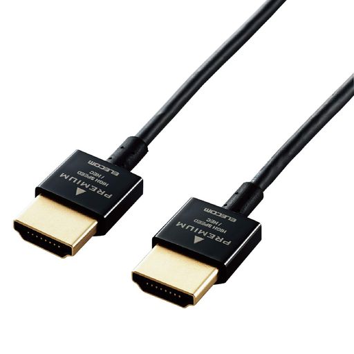 エレコム HDMI ケーブル 1m プレミアム スーパースリム 4K / Ultra HD / 3DフルHD対応 ブラック CAC-HDPSS10BK
