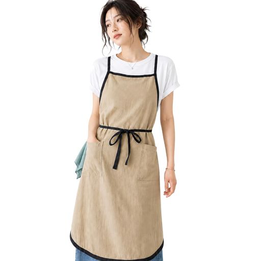 [ANJOU] エプロン レディース おしゃれ 撥水 カフェエプロン 防シワ 速乾 肩紐クロ...