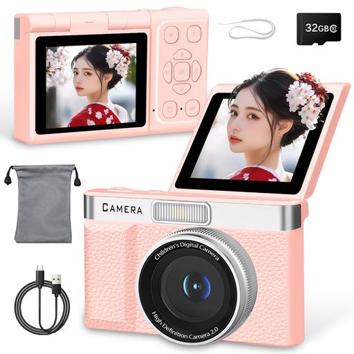 UNEEDIT デジタルカメラ 4400万画素 1080P録画 8倍ズーム 2.4インチ 180°回転 32G ...