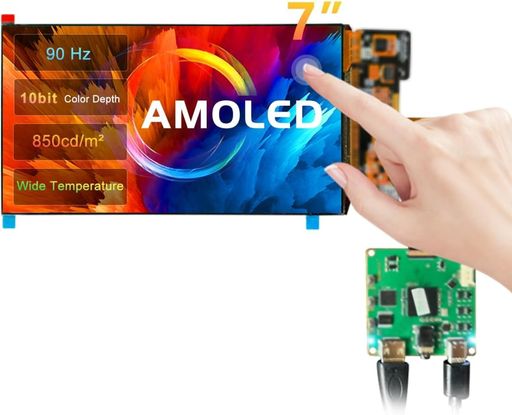 エンターテインメント 10.7 億色の鮮やかな AMOLED ディスプレイ: フル HD 1920 x 1080 解像度、10 ビットの色深度、100% NTSC を備えた 7 インチ AMOLED 画面を備え、非常に豊かな色彩再現と驚くほど鮮明な画像を実現します。 超高輝度で滑らかな映像: 最大 850 nits の明るさとデフォルトの 90 Hz のリフレッシュ レートを提供し、明るい環境でも鮮明で滑らかな映像を実現します。ゲームやクリエイティブな作業に最適です。 マルチタッチオンセル静電容量式タッチスクリーン:統合タッチテクノロジーにより、正確で応答性の高い入力が可能になります。(注:タッチ機能は接続するゲームコンソールによって異なる場合があります。) HDMI 入力によるプラグアンドプレイの汎用性: HDMI 経由で簡単にセットアップできるドライバー ボードが付属しており、ハンドヘルド ゲーム コンソール、ミニ PC、カスタム産業または DIY プロジェクトに最適です。 広視野角とコンパクト設計:全方向80°の視野角と100,000:1の高コントラスト比を実現。
