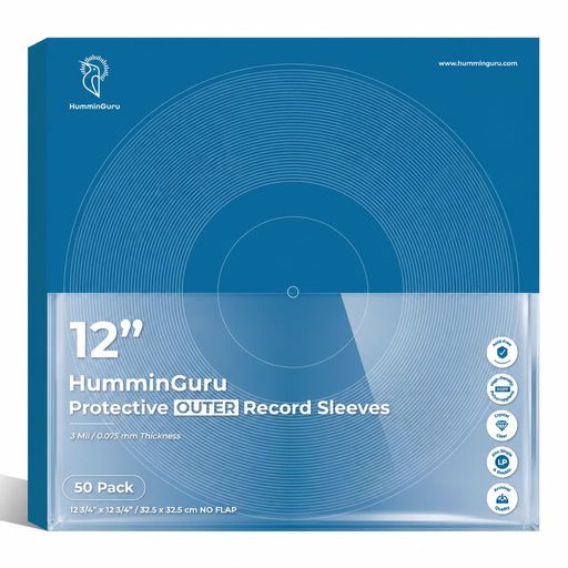 HumminGuru ハミングル レコード LP 外袋 厚み0.18 MM レコード カバー 50枚 な高密度ポリプロピレン(HDPP) 酸フリー素材 (12” レコード LP 外袋)