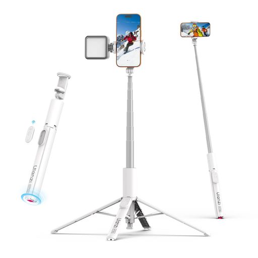 Ulanzi MT86 三脚 スマホ三脚 四脚安定 自動開閉 片手で操作 自撮り棒 スマホスタンド iPhone&Androidに対応 153cm 8段階伸縮 360°回転 じどり棒 リモコン付き コールドシュー付き スマホセルカ棒 …