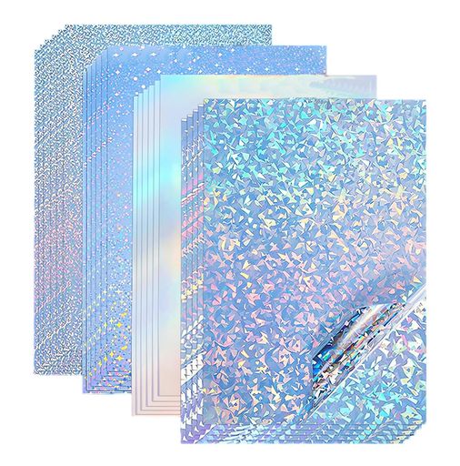Getrays 12枚のシート印刷可能なステッカー紙、A4防水ステッカー紙ホログラフィックビニールペーパー光沢のあるレインボーセルフ接着プリンターペーパードライクステッカーペーパーイン…