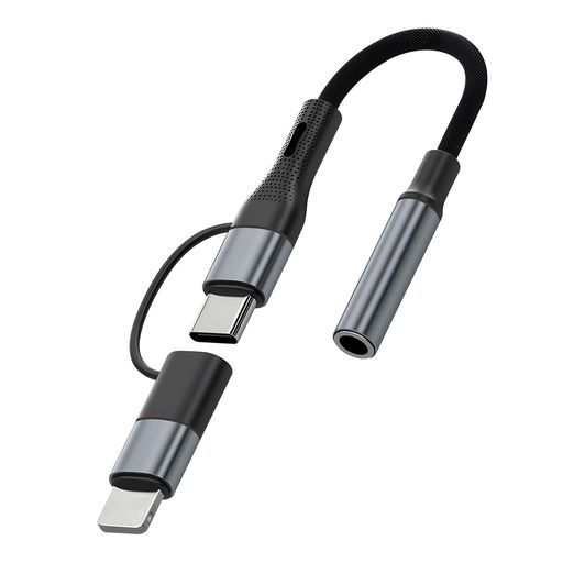 2in1 USB Type C & 8ピン to 3.5mm イヤホンジャックアダプタ HiFi DAC搭載 オーデ...