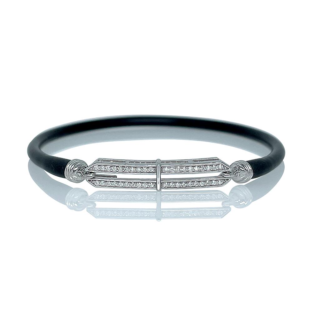 ラバーブレスレット 天然ダイヤモンド 0.13ct SV925 シルバーカラー