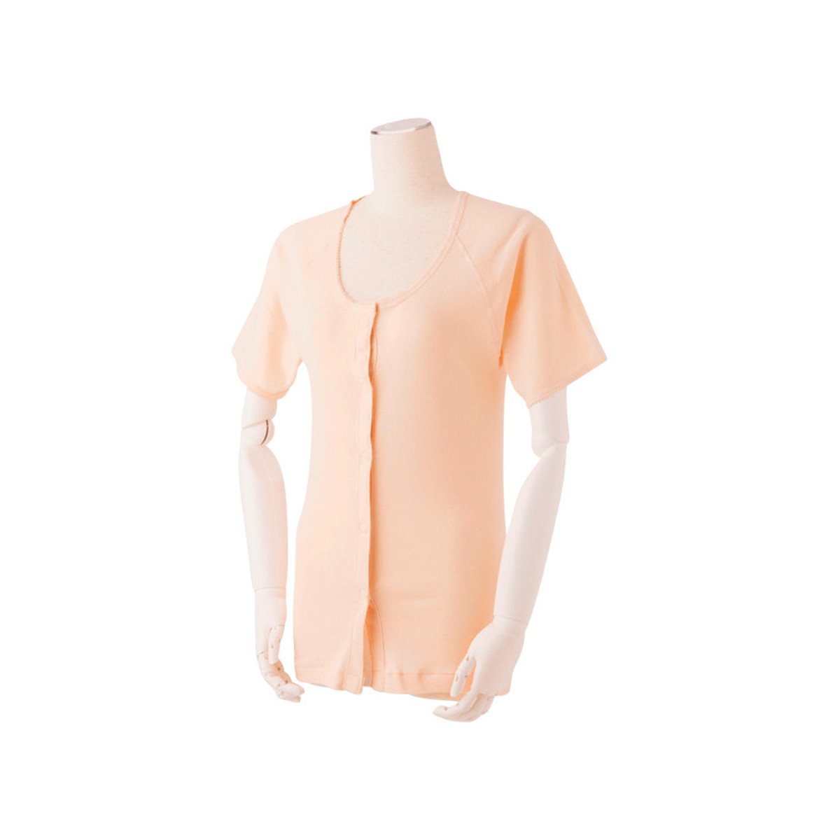 日伸 ワンタッチ式 肌着 半袖 婦人用 ピンク M