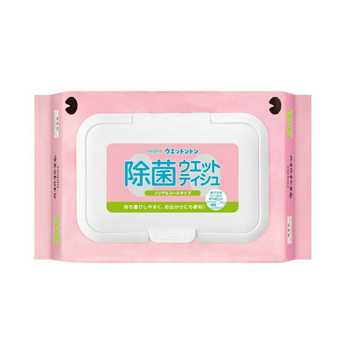 【送料込・まとめ買い×4個セット】王子ネピア ウエットントン除菌ノンアルコール無香料50枚入(ウェットシート・ノンアルコール・お手拭き) 1