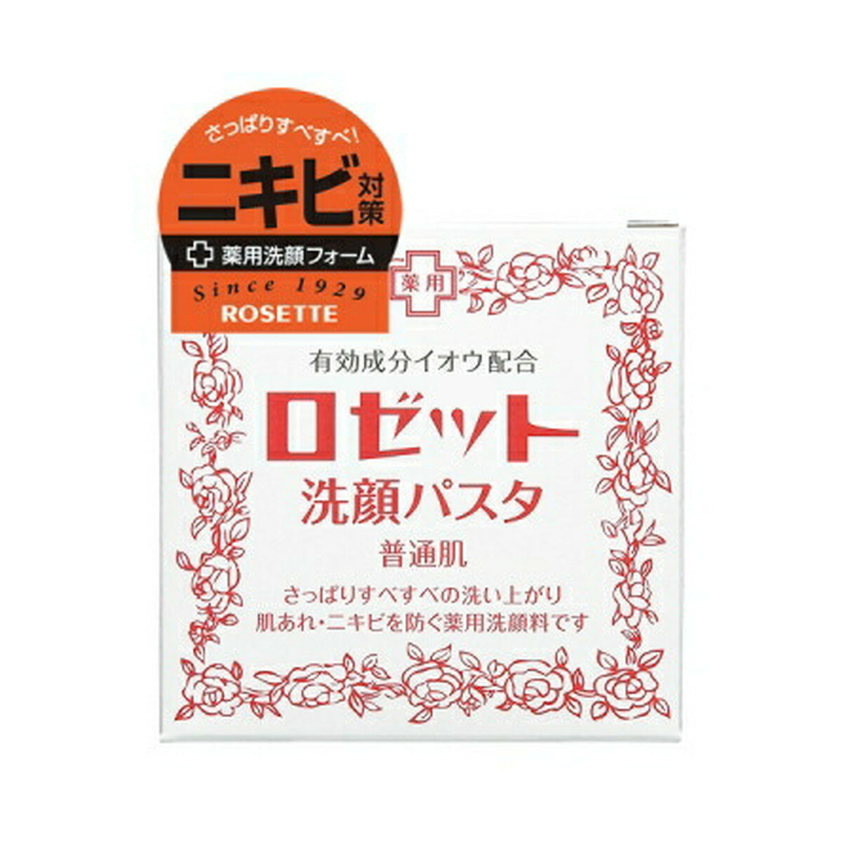 日本で最初のクリーム状洗顔料。天然イオウ配合で古い角質を取り除きニキビを防ぐ、1934年発売のロングセラー。普通肌・ニキビ肌の方に。ロゼット 洗顔パスタ 普通90g細かい粒子状になった天然イオウ配合で、古い角質を取り除き、ニキビを防ぐクリーム状洗顔料です。パスタとは、「パウダーを練り込み、ペースト状にしたもの」のことで、本品は、洗顔クリームにパウダーが練り込んであるため、洗顔パスタと名づけられています。泡で汚れを落とすだけでなく、パウダーが毛穴の奥の汚れを強力に吸着し落とします。本品は、普通肌・ニキビ肌の方におすすめです。90g入り。医薬部外品です。 含有成分薬用成分（天然イオウ、甘草エキス、ピオニン）、プロピレングリコール、香料、パラベン 販売_製造元： ロゼットブランド：ロゼット 洗顔パスタJAN：4901696101018CS：72区分：医薬部外品原産国：日本広告文責：アットライフ株式会社TEL 050-3196-1510※商品パッケージは変更の場合あり。メーカー欠品または完売の際、キャンセルをお願いすることがあります。ご了承ください。