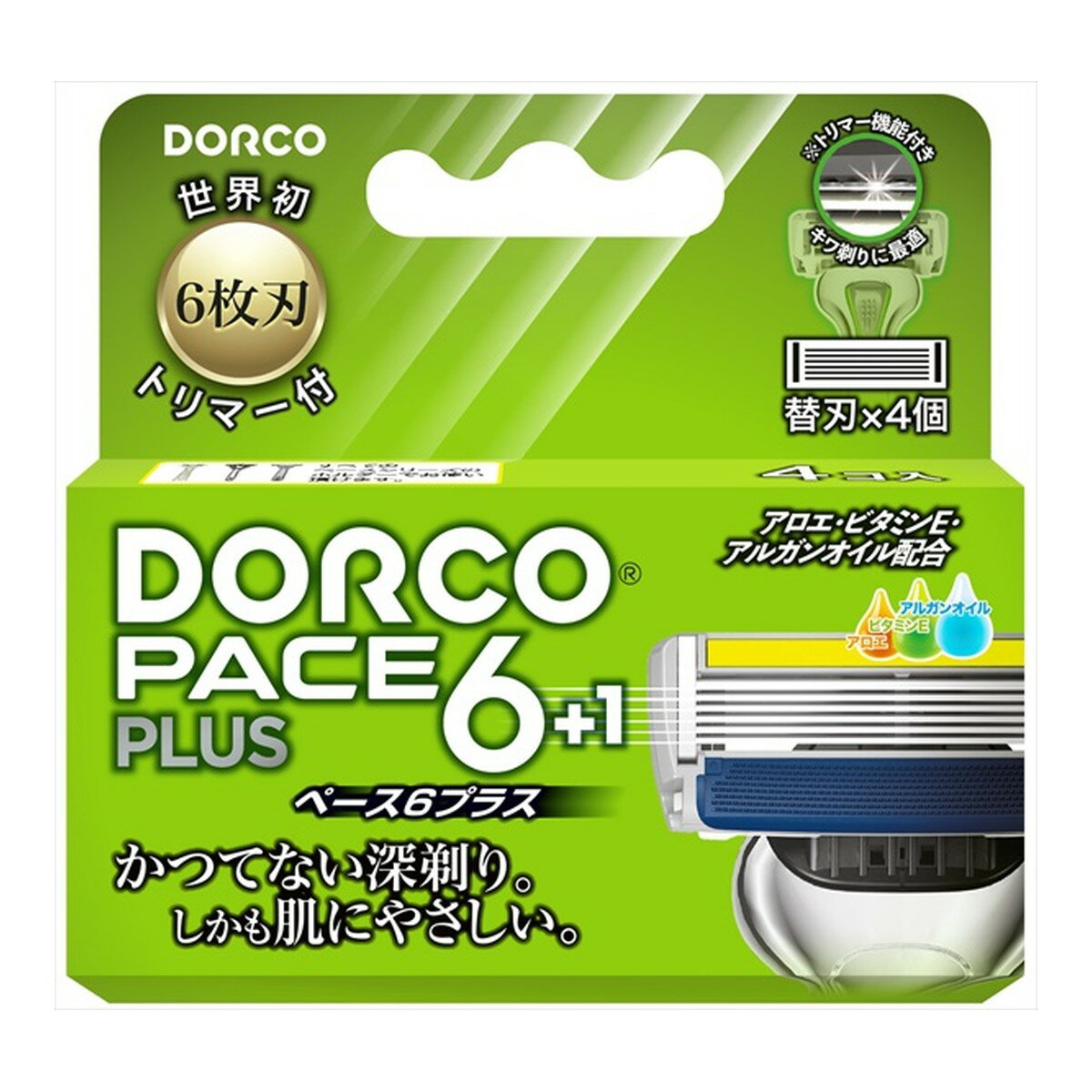 【×3個 配送おまかせ】ドルコ PACE6PLus 6枚刃 替刃式カミソリ 替刃 トリマー付 4コ入