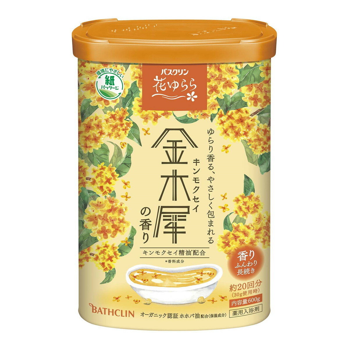 【送料込・まとめ買い×7個セット】バスクリン 花ゆらら キンモクセイ 金木犀の香り 600g 薬用入浴剤