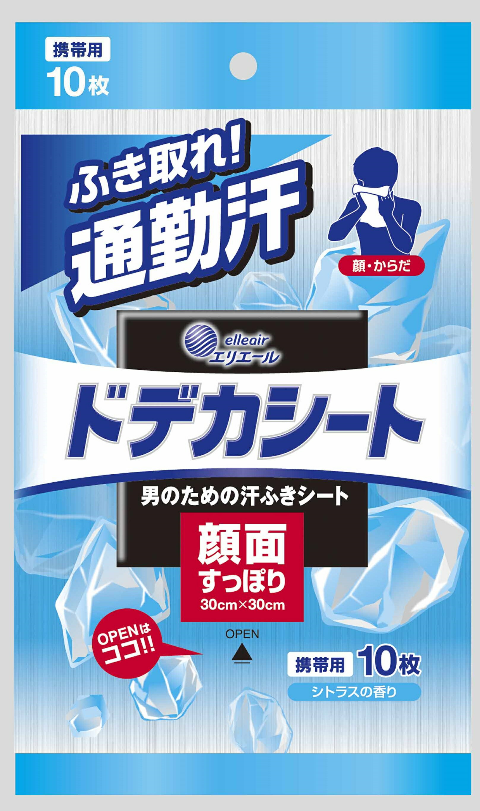 【今だけお得！数量限定セール】大王製紙 エリエール for MEN ドデカシート 携帯用 10枚 男のための汗ふきシート◇