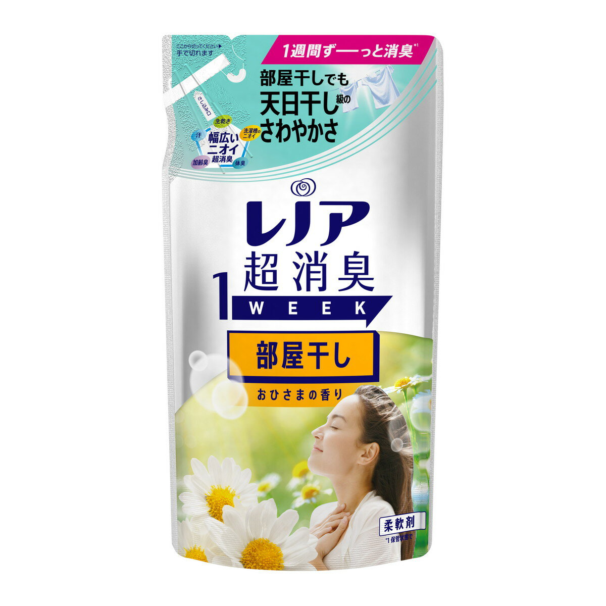 【送料込・まとめ買い×7個セット】P&G レノア 超消臭 1week 部屋干し おひさまの香り つめかえ用 380ml 柔軟剤 1