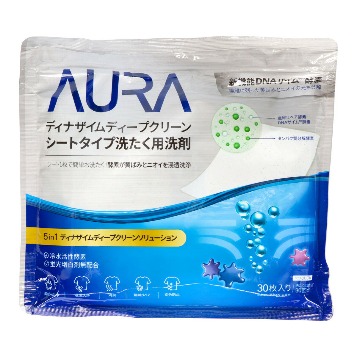 【配送おまかせ】トイレタリージャパン AURA オーラ ディナザイムディープクリーン シートタイプ 洗た..