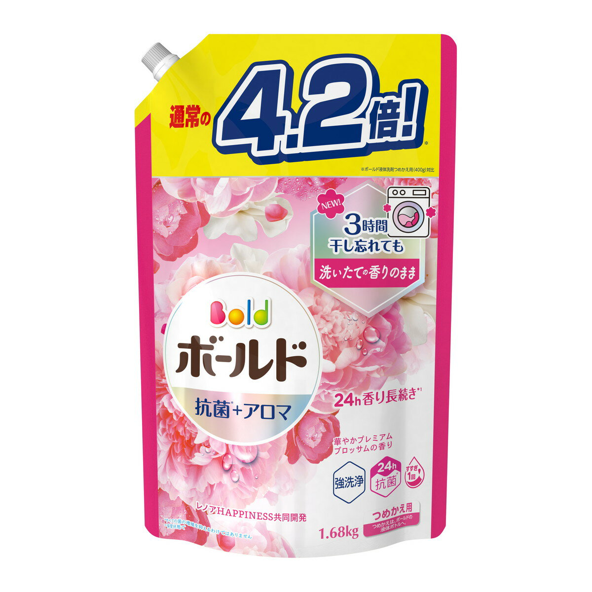 商品名：P&G ボールド ジェル 華やかプレミアムブロッサムの香り つめかえ用 ウルトラジャンボサイズ 1680g 洗濯用洗剤内容量：1680gJANコード：4987176190413発売元、製造元、輸入元又は販売元：P&Gジャパン合同会社原産国：日本商品番号：101-r001-4987176190413商品説明レノア HAPPINESS 共同開発上質な花の香り♪華やかプレミアムブロッサムの香りW消臭*24h香り長続き*1抗菌*2 ＋ アロマシールド強洗浄すすぎ1回OK* 2種類の消臭成分*1 保管状態で*2 すべての菌の増殖を抑えるわけではありません広告文責：アットライフ株式会社TEL 050-3196-1510 ※商品パッケージは変更の場合あり。メーカー欠品または完売の際、キャンセルをお願いすることがあります。ご了承ください。