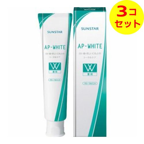 薬用APホワイト ペースト フローラルミント 110gブランド：サンスター 薬用APホワイト販売・製造元：サンスター白い歯、美しい口もとのトータルケアの美白歯磨きです。毎日の歯みがきにお役立てください。フローラルミントの香り。医薬部外品。 ご注意●発疹、かゆみ等が現れた場合は使用を中止し、医師に相談する。●目に入った時は、こすらずすぐ水で充分洗い流す。●歯みがき後はブラシ根元まで水で充分洗い流す。 成分PEG-8、イソプロピルメチルフェノール、ラウリル硫酸Na、香料、パラベン 原産国：日本効能・効果●歯を白くする●タバコのヤニの除去●ムシ歯予防●口臭防止●歯周病(歯肉炎・歯周炎)予防 お問い合わせ先サンスター株式会社TEL：0120-008241 日用品／オーラルケア／歯磨き(ハミガキ)／美白歯磨きJANコード： 4901616009370区分：医薬部外品広告文責：アットライフ株式会社TEL 050-3196-1510※商品パッケージは変更の場合あり。メーカー欠品または完売の際、キャンセルをお願いすることがあります。ご了承ください。