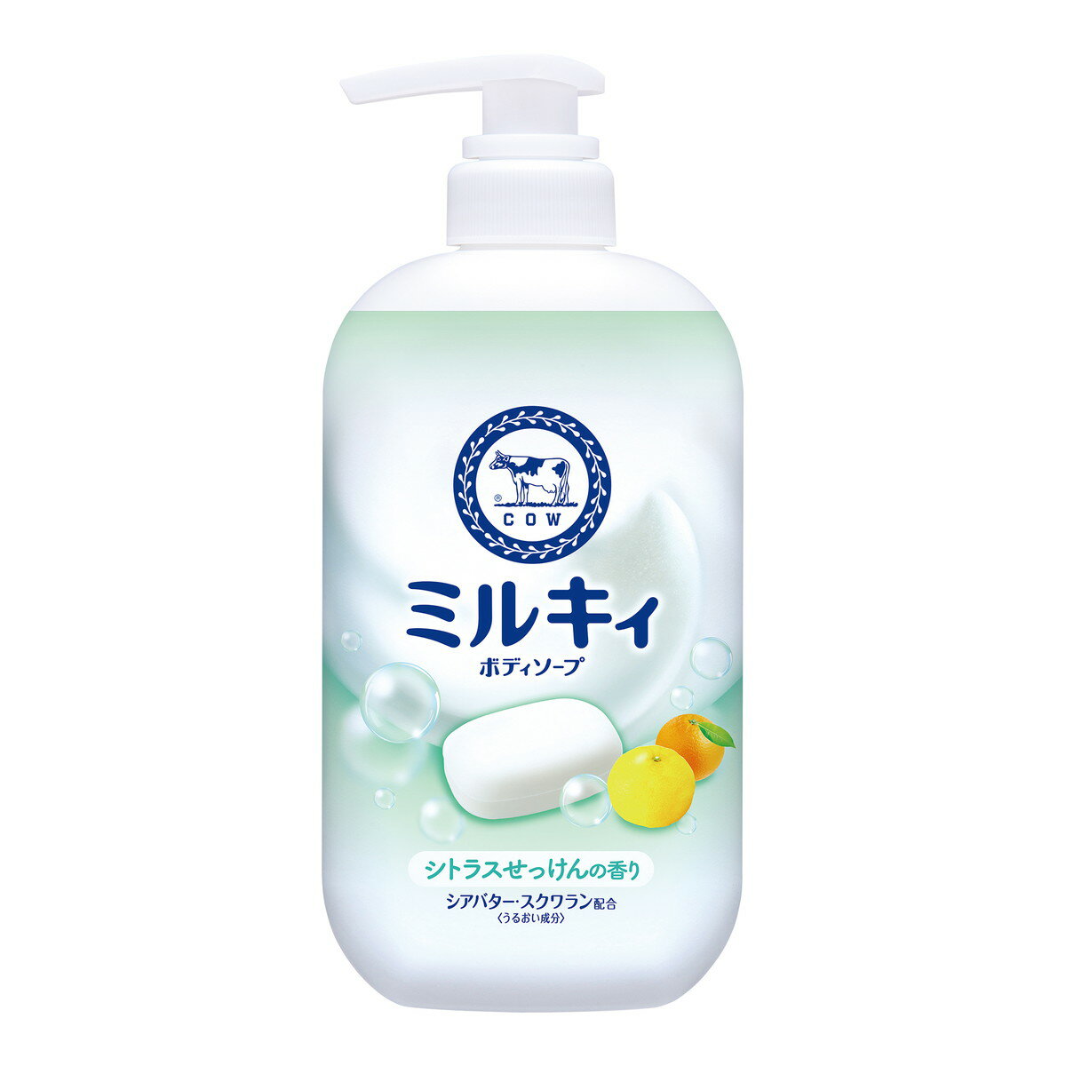 【送料込・まとめ買い×4個セット】牛乳石鹸 ミルキィ ボディソープ シトラスせっけんの香り ポンプ付 500ml 液体タイプ