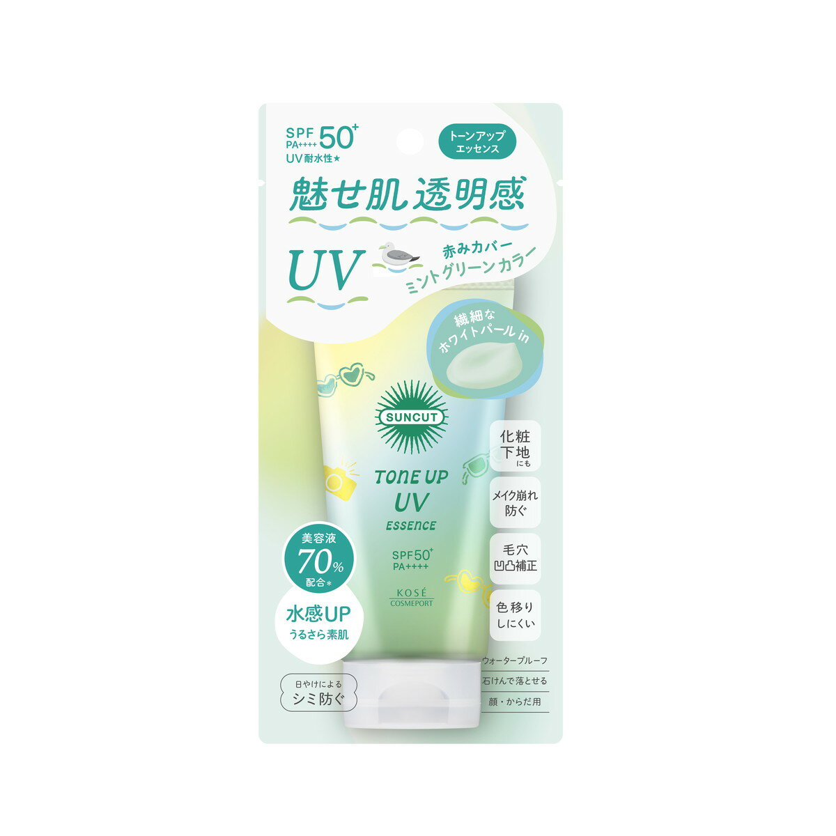 【送料込・まとめ買い×5個セット】コーセーコスメポート サンカットR トーンアップUV エッセンス ミントグリーン 80g