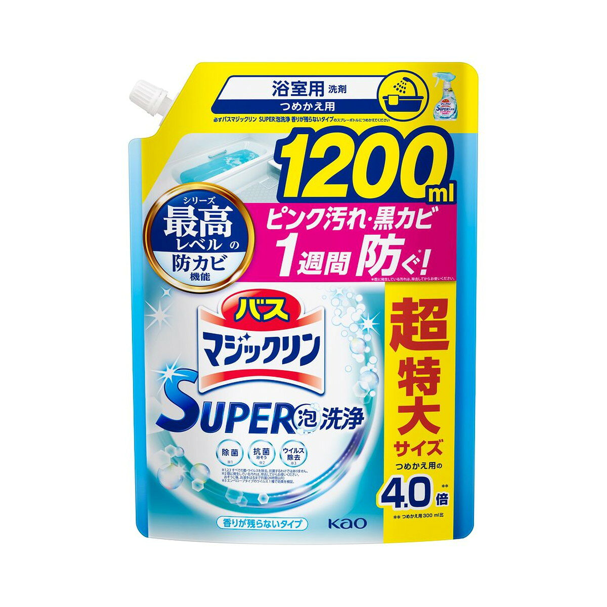 バスマジックリン SUPER泡洗浄 つめかえ用 1200ml×6個の商品画像