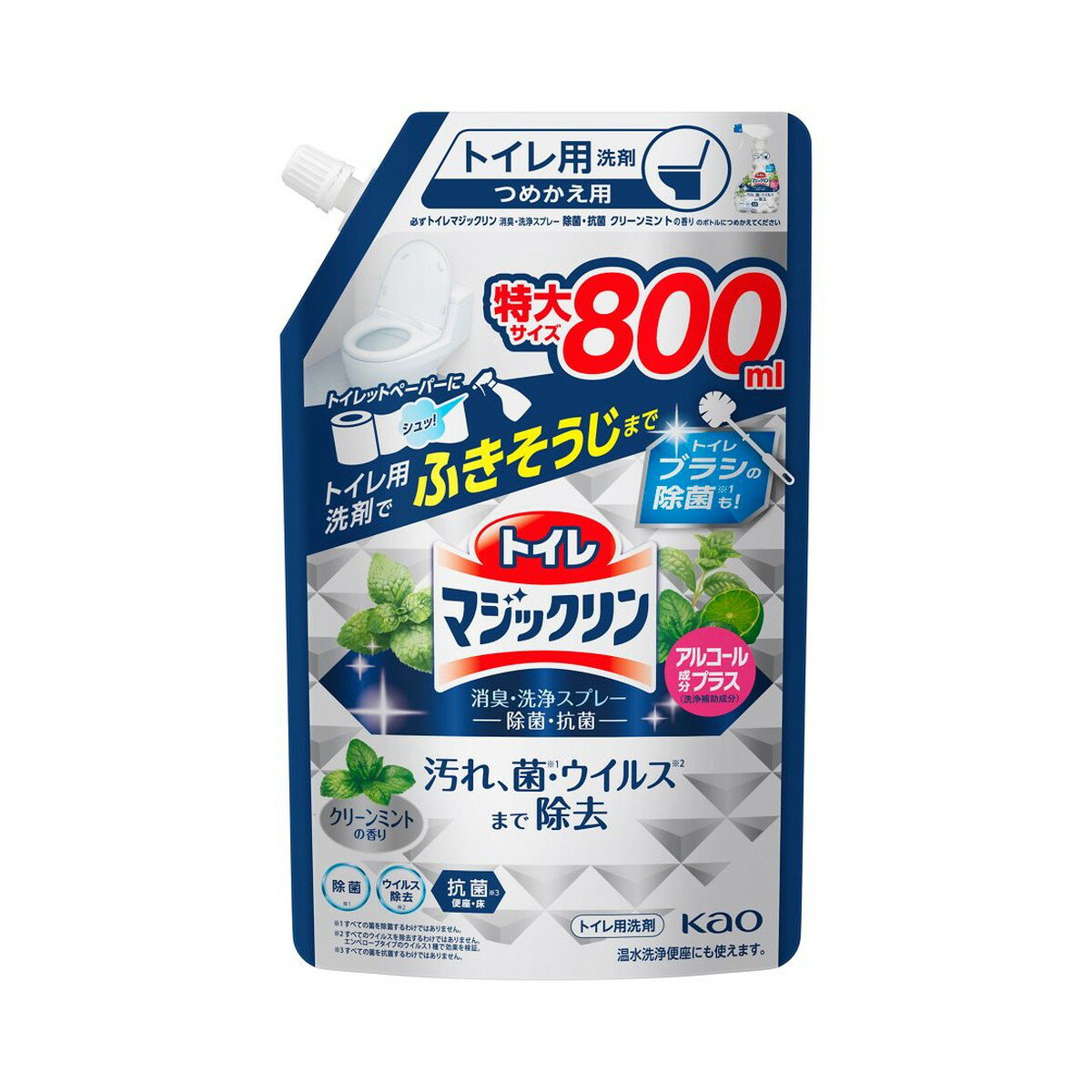 花王 kao トイレマジックリン 消臭・洗浄スプレー 除菌・抗菌 クリーンミントの香り つめかえ用 800ml トイレ用洗剤