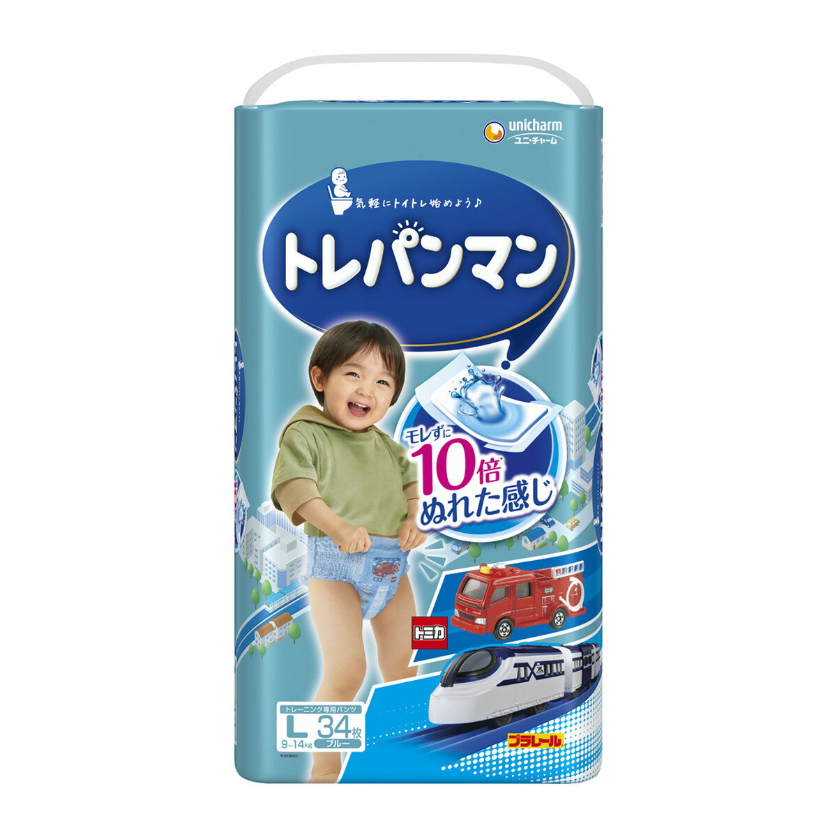 【送料込・まとめ買い×2個セット】ユニ・チャーム トレパンマン ブルー L 34枚 トイレトレーニング専用パンツ こども用紙おむつ