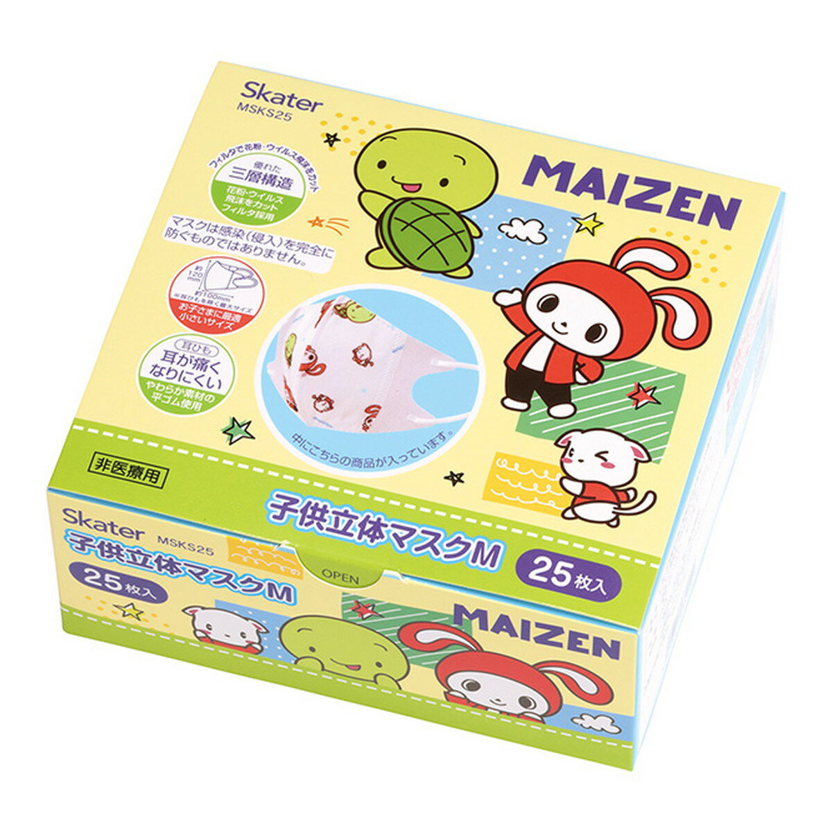 【送料込・まとめ買い×6個セット】スケーター 子供立体マスク まいぜんシスター 25枚入
