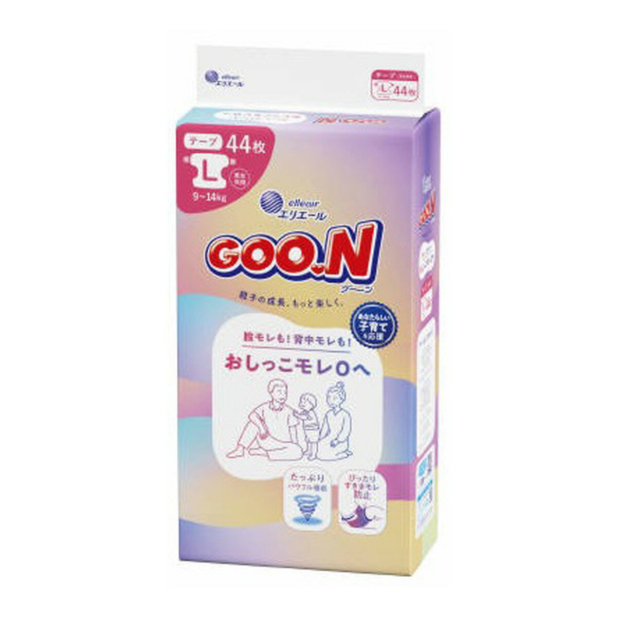 乐天商城 - グーン おしっこモレ0へ Lサイズ テープ 44枚 こども用紙おむつ