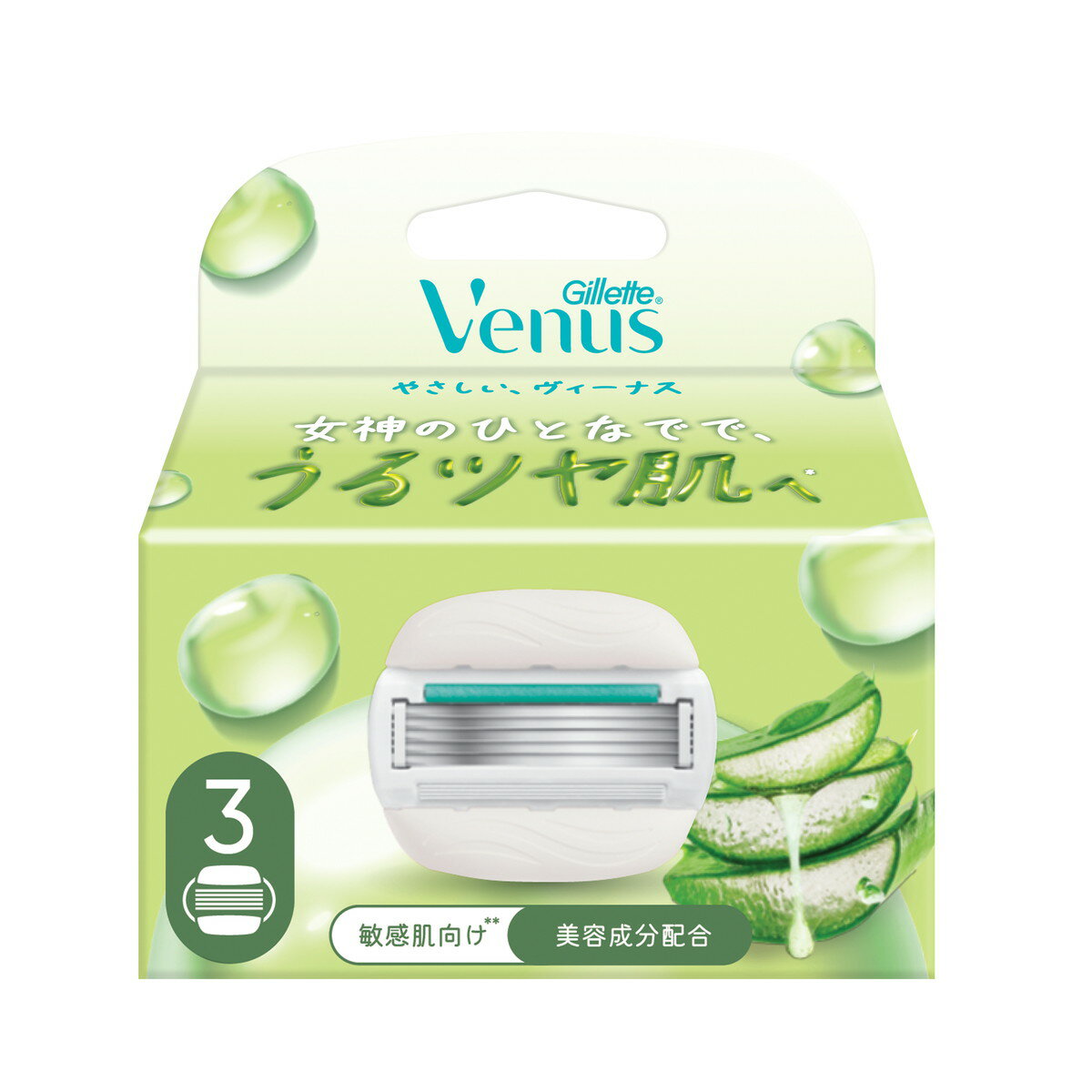 【送料込・まとめ買い×4個セット】ジレット ヴィーナス うるツヤ肌 敏感肌むけ 5枚刃 替刃 3個入