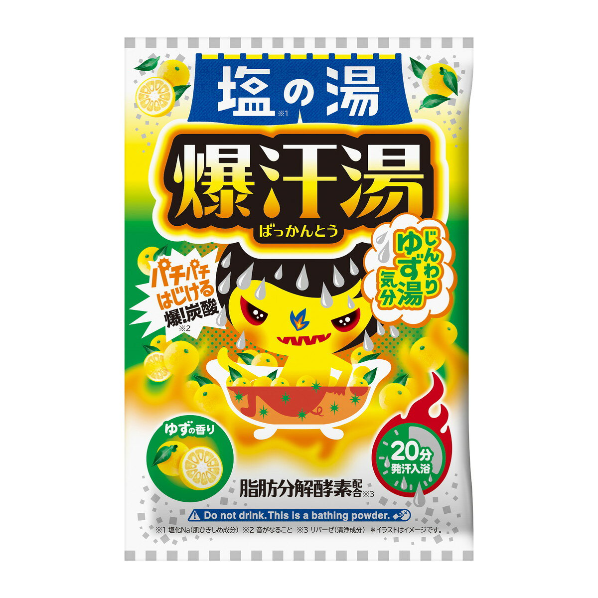 【送料込・まとめ買い×4個セット】爆汗湯 塩の湯 ゆずの香り 60g 入浴剤 牛乳石鹸