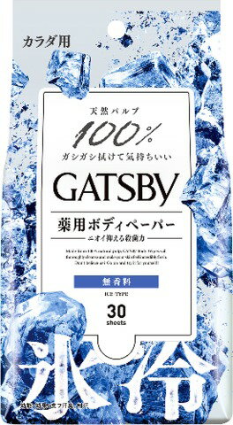 マンダム ギャツビー 薬用 氷冷 ボディペーパー 無香料 カラダ用 徳用タイプ 汗拭き 暑さ対策 COOL 涼しい 爽快 BODY SHEET BODY PAPER mandom　30枚入