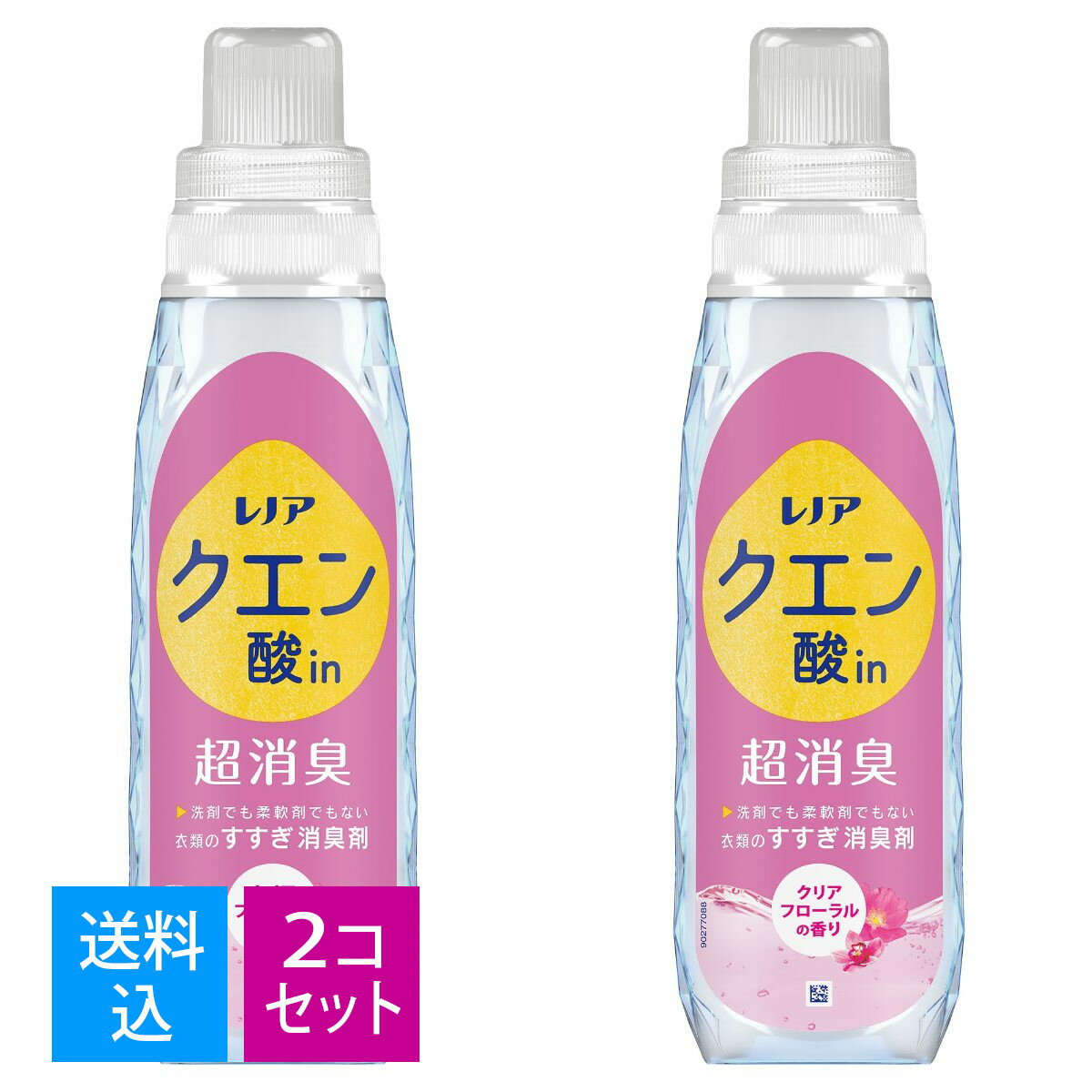 【送料込・まとめ買い×2個セット】P&G レノア クエン酸in 超消臭 すすぎ消臭剤 クリアフローラル 本体 430mL 4987176122223 1