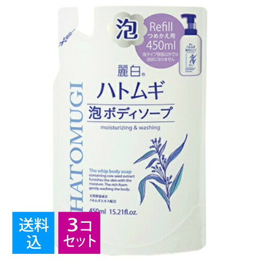 【送料込・まとめ買い×3個セット】熊野油脂 麗白 ハトムギ 泡 ボディソープ 詰替 450ml 【送料込・まとめ買い×3個セット】熊野油脂 麗白 ハトムギ 泡 ボディソープ 詰替 450ml