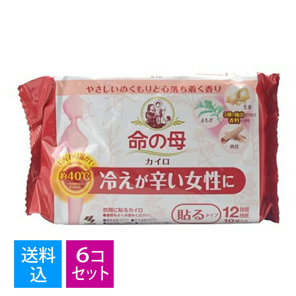 【送料込・まとめ買い×6個セット】小林製薬 命の母 カイロ 貼るタイプ 10個入のサムネイル