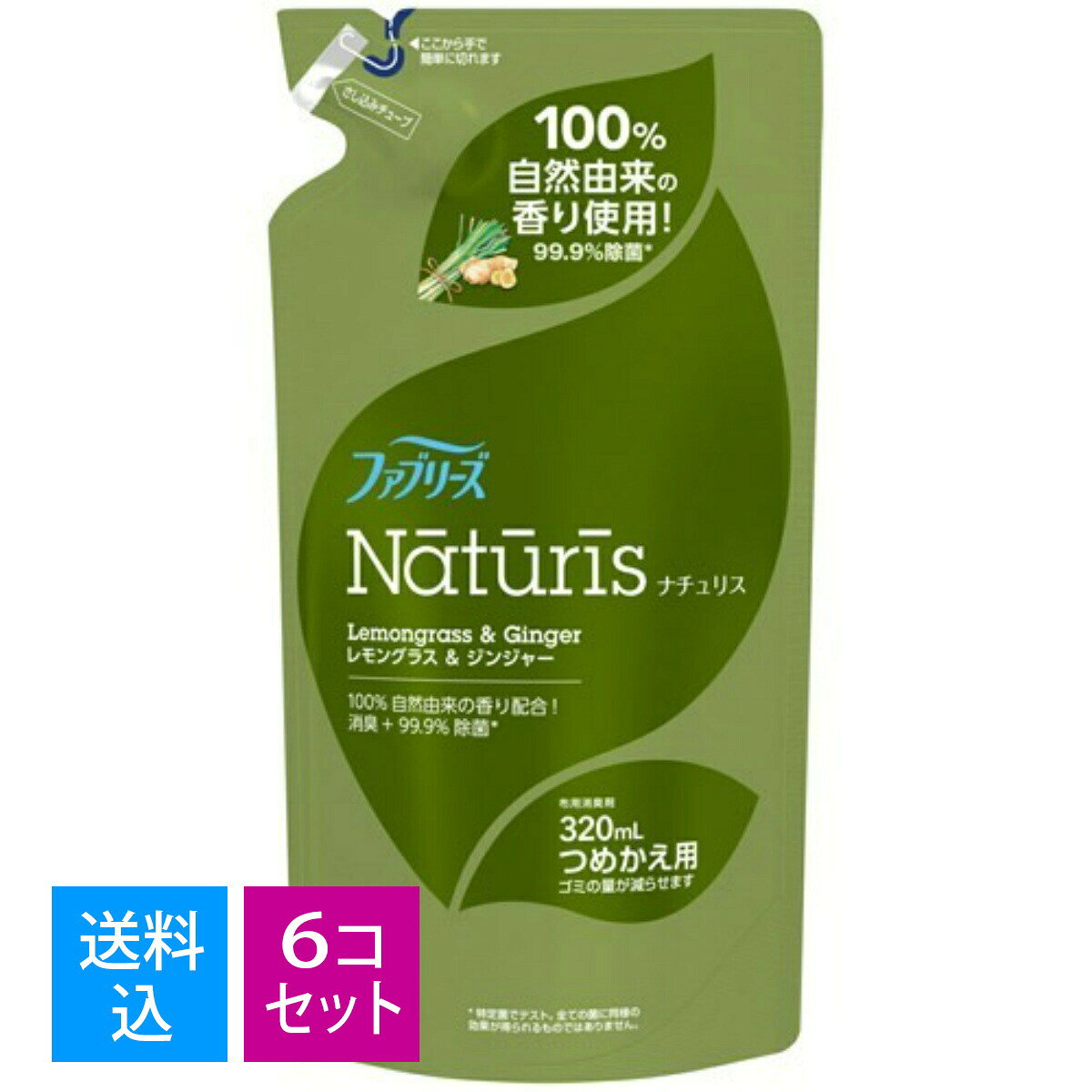 【送料込・まとめ買い×6個セット】P&G ファブリーズ ナチュリス レモングラス&ジンジャー つめかえ用 3..