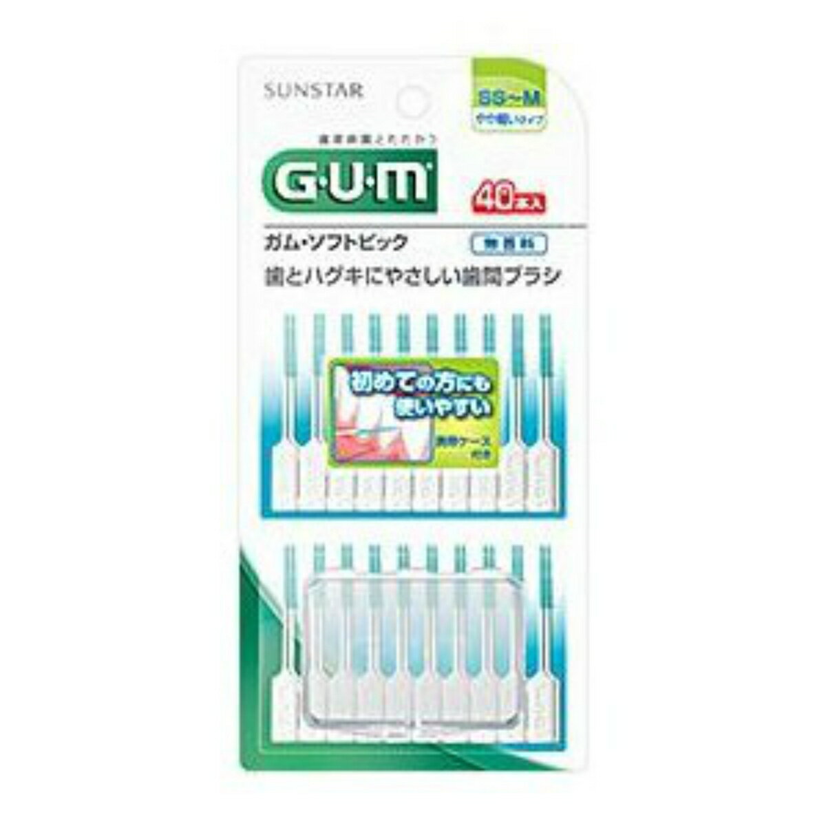 商品名：サンスター GUM ガム・ソフトピック SS~M 無香料 40本入内容量：40本入JANコード：4901616215641発売元、製造元、輸入元又は販売元：サンスター株式会社原産国：日本商品番号：101-r004-4901616215641ゴムタイプのやわらかいピックで歯間に残る歯周プラーク（細菌の塊）をやさしくかきだします。携帯に便利なケース付きだから、いつでもどこでも歯周病対策が出来ます。広告文責：アットライフ株式会社TEL 050-3196-1510 ※商品パッケージは変更の場合あり。メーカー欠品または完売の際、キャンセルをお願いすることがあります。ご了承ください。