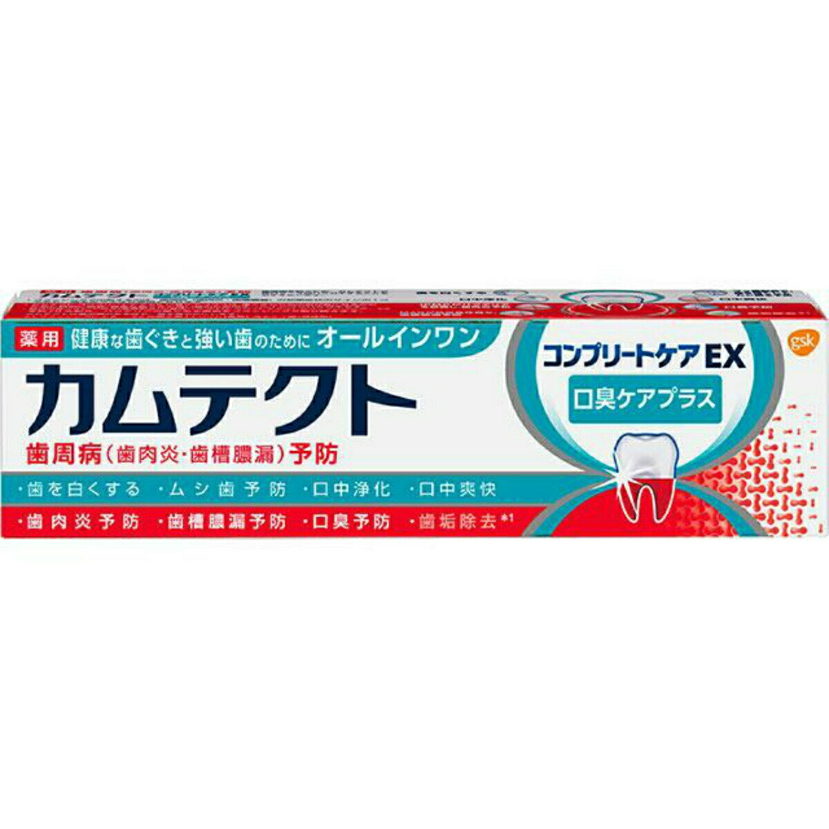 【送料込・まとめ買い×10個セット】グラクソスミスクライン 薬用 ハミガキ カムテクト コンプリートケア EX 口臭ケアプラス 105g 医薬部外品