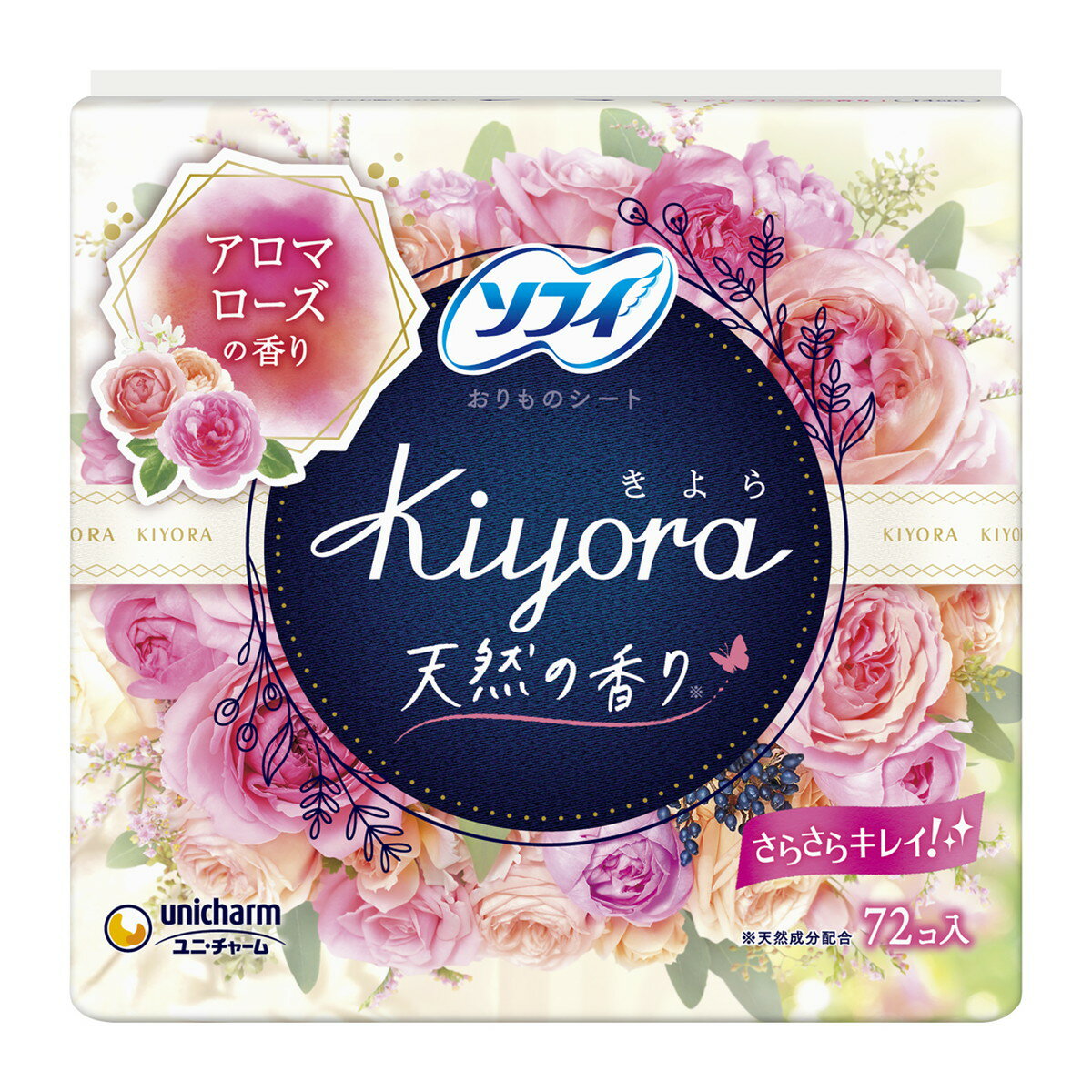 【送料込・まとめ買い×4個セット】ユニ・チャーム ソフィ Kiyora(きよら) アロマローズの香り 72枚