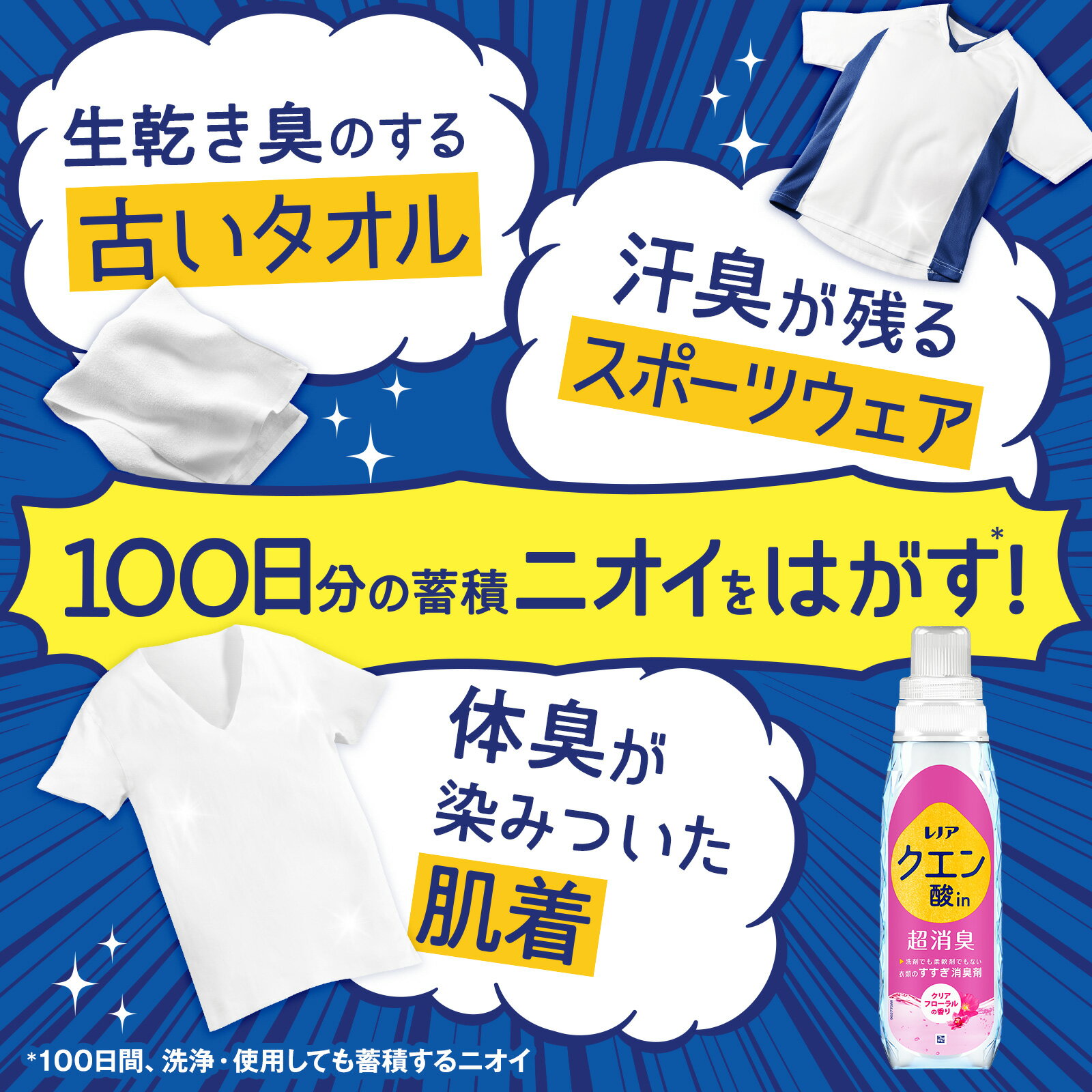 【送料込・まとめ買い×2個セット】P&G レノア クエン酸in 超消臭 すすぎ消臭剤 クリアフローラル 本体 430mL 4987176122223 3